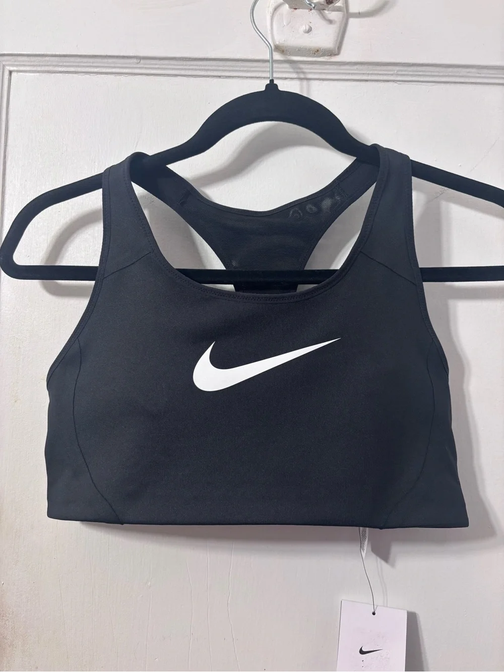 Nike Black Sports Bra with White Swoosh - Racerback